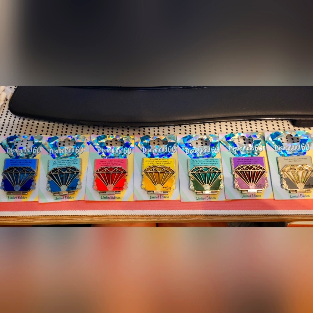 Disneyland 60th anniversary diamond pin set